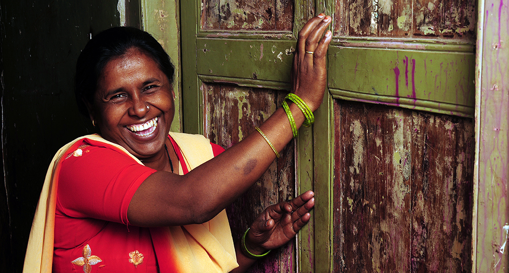 Woman from Mumbai, India, laughing.