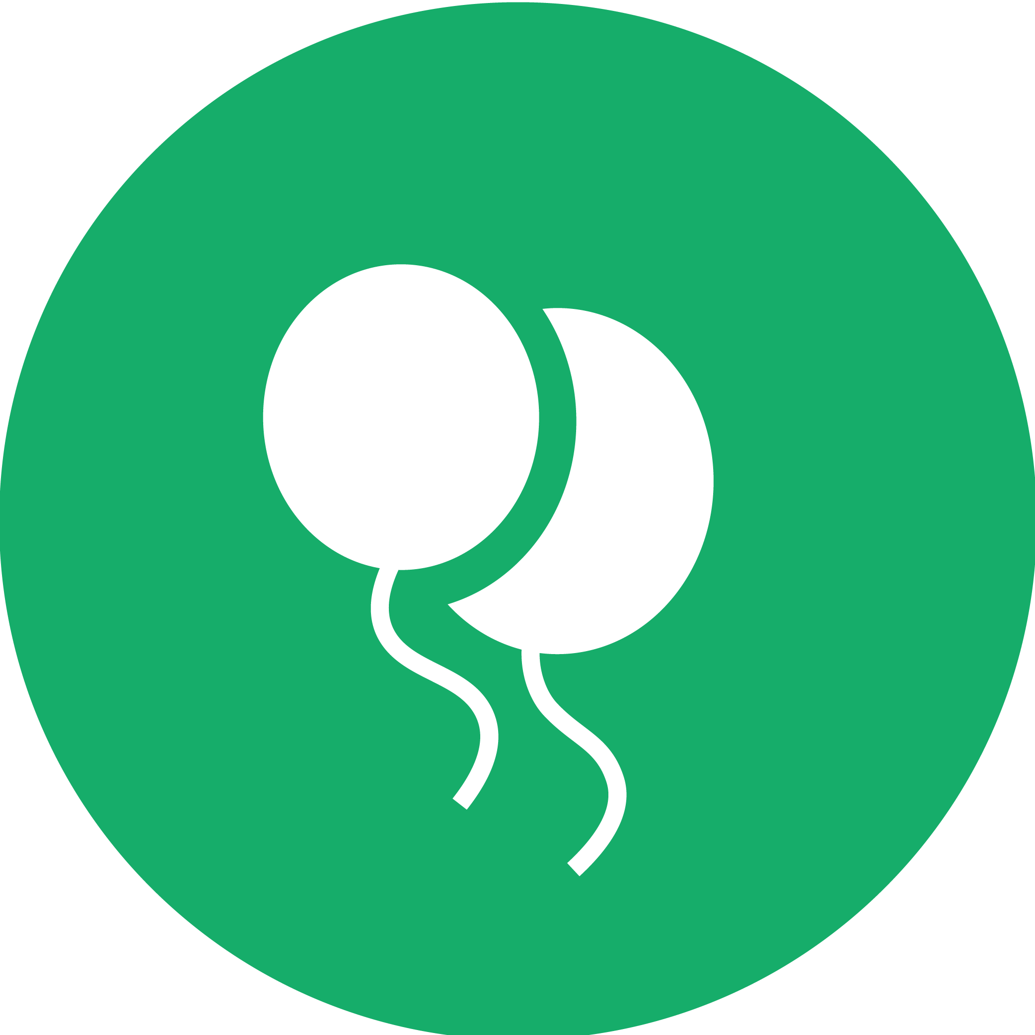 Icon of two balloons on a green background