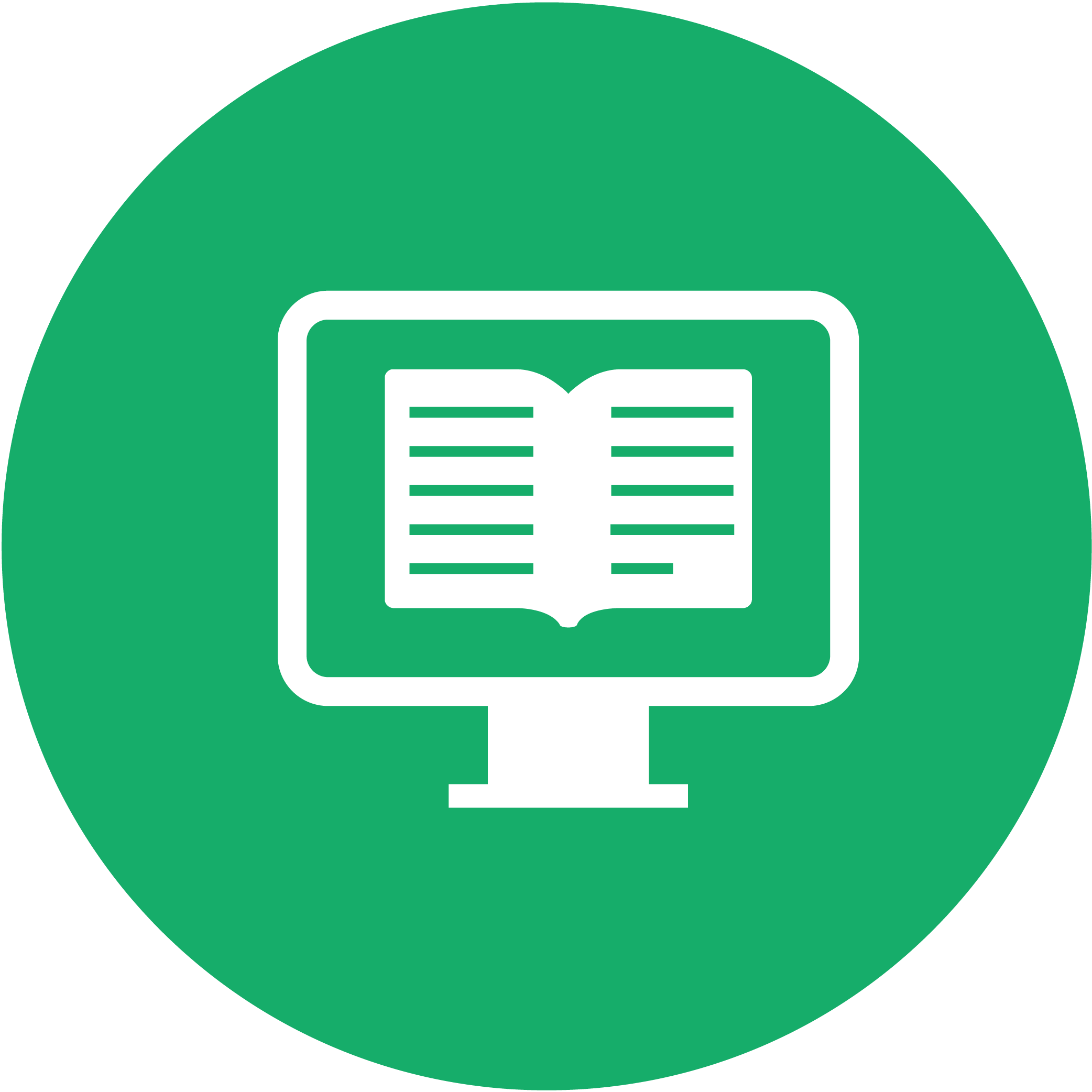 Icon of a book inside a computer on a green background